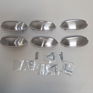 6 Rustic Cup Half Shell  Pulls Drawer Handles Cabinet Hardware and Screws